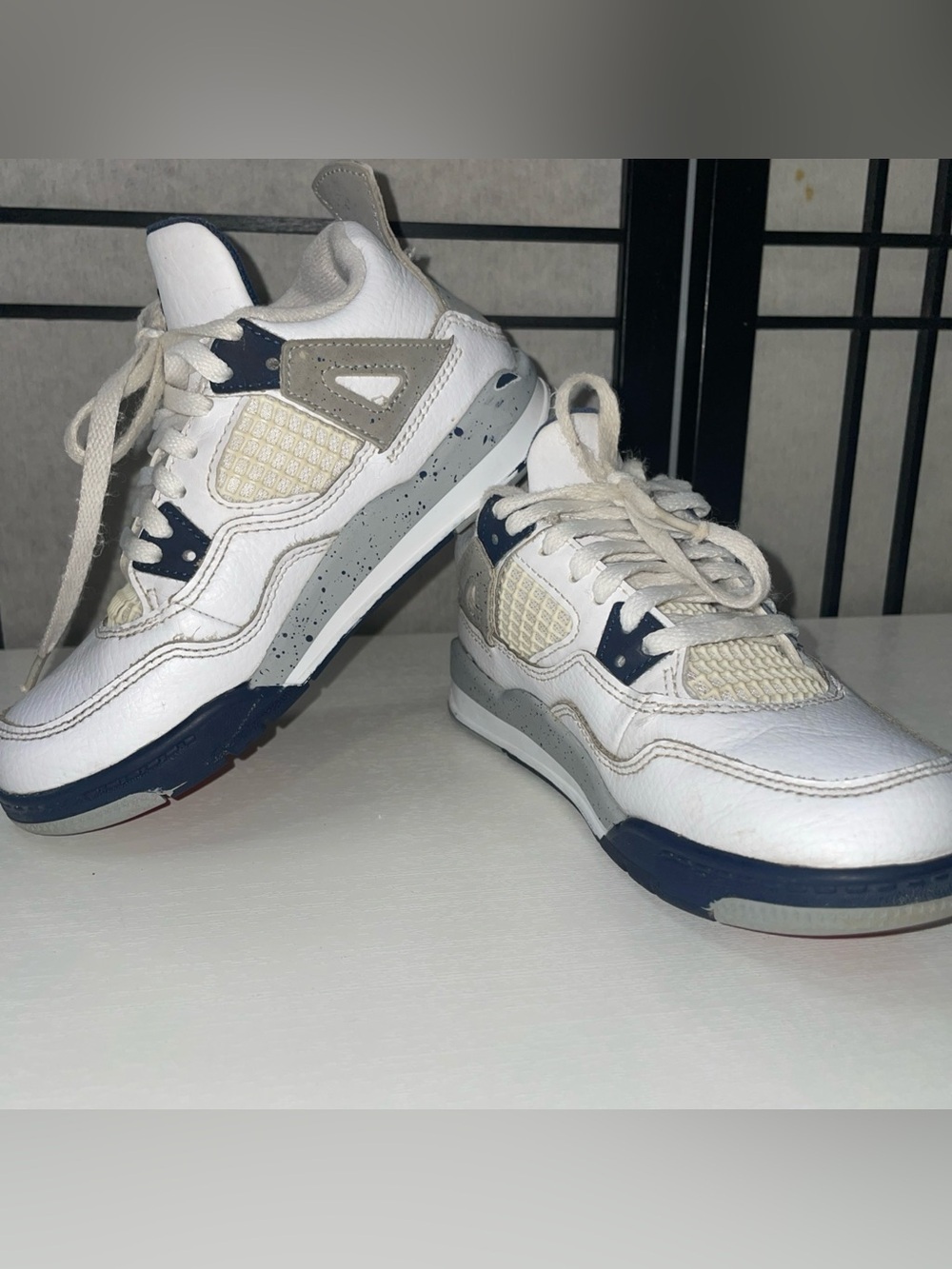 Nike Air Jordan 4 Retro Size 12C - BQ7669-140 White/Midnight Navy GS